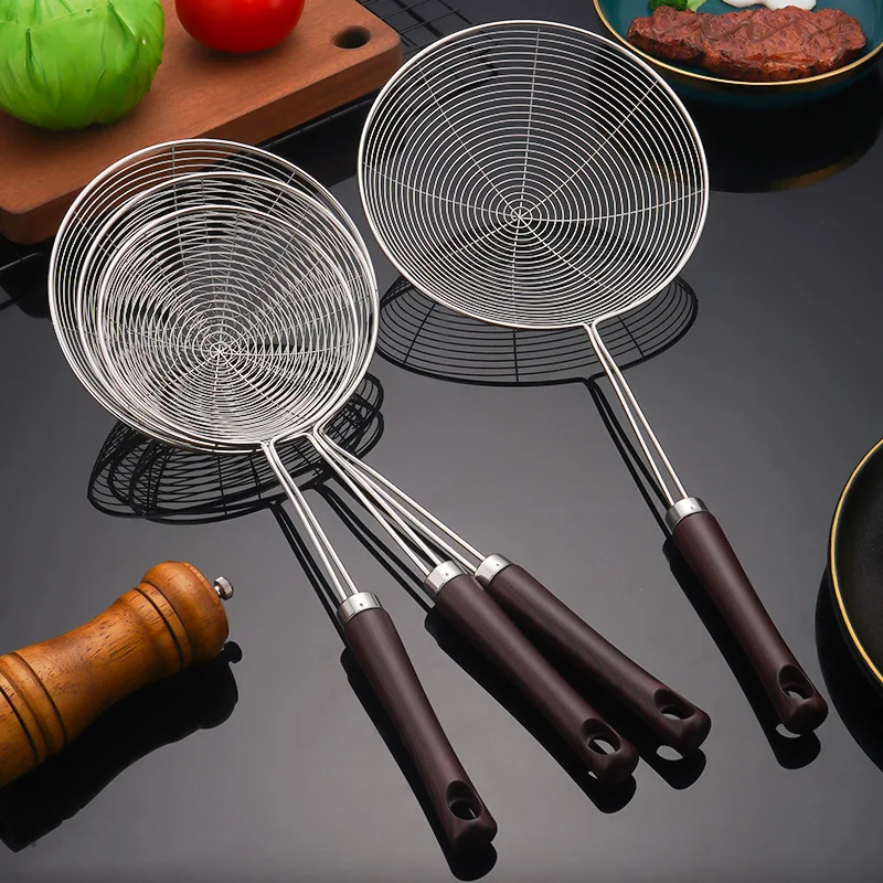 

Utensils for Kitchen Stainless Steel Strainers with Wooden Long-handle Sieve for Flour Deep Fryer Skimmer Household goods