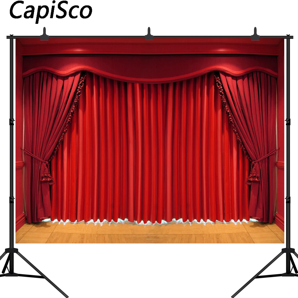 

Capisco backdrop for photographic studio red velvet style curtain stage Opera Theatre opening the scene background photocall
