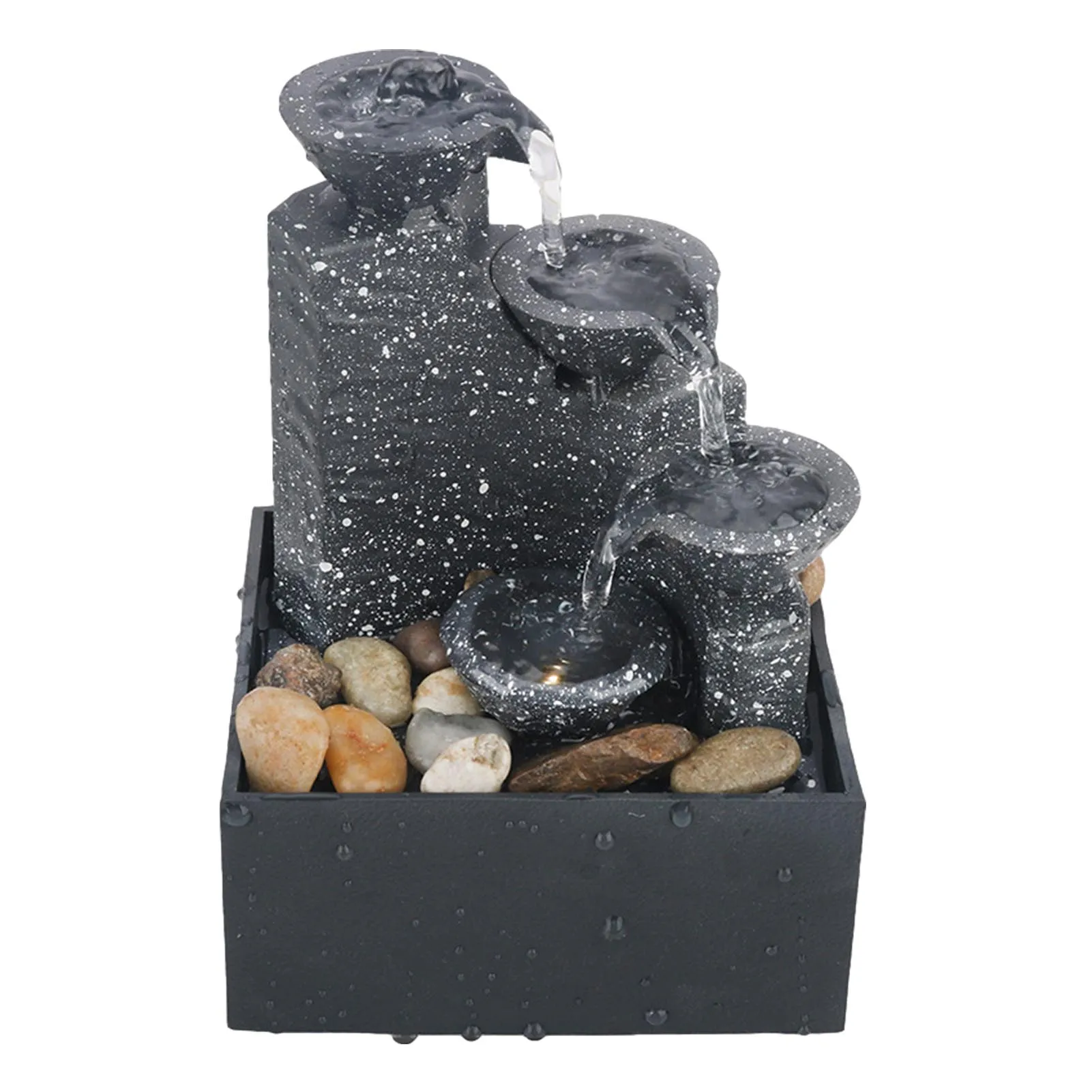 

Indoor Fountain Waterfall Living Room Home Office Desktop Small Fountain With LED Lights For Home Office Relaxation Meditation
