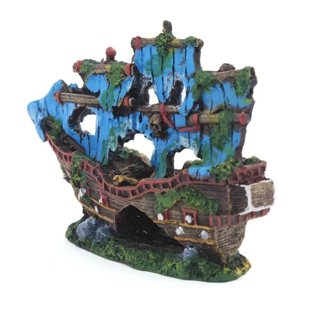 HSU 2019 Горячая продажа аквариум пейзаж Аквариума Пиратский корабль крушение декор