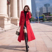 long windbreaker women 2021 spring and autumn new korean edition temperament ol commuter suit collar double breasted slim
