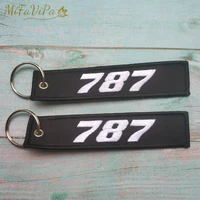 50 pcs black white boeing 787 fashion trinket keychain strap embroidery aviation key chain for men gift luggage tag sleutelhange
