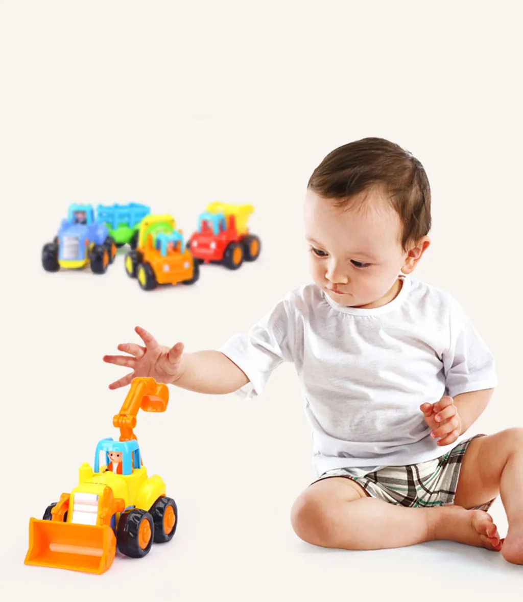 4pcs Friction Powered Car Toys Push And Go Construction Vehicles Cars Child Birthday Surprises For 1-3 Year Old Kids #C |