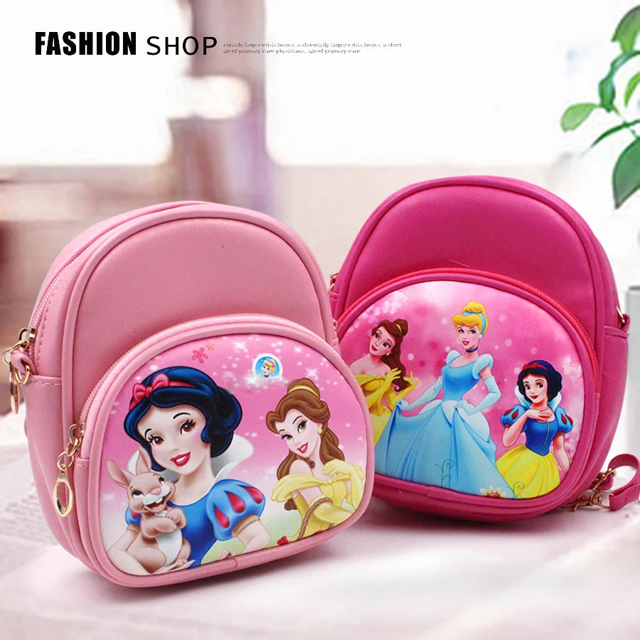 

New Disney princess mini children bag girl backpack PU cartoon mobile phone bag baby Kindergarten small leather backpack