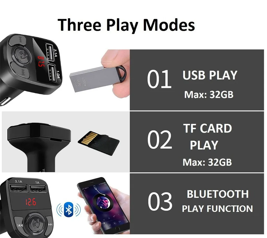 

Bluetooth Car Kit FM Transmitter Car Accessories Bluetooth Car Wireless Handsfree Receiver Auto MP3 Player Dual USB Fast Charger
