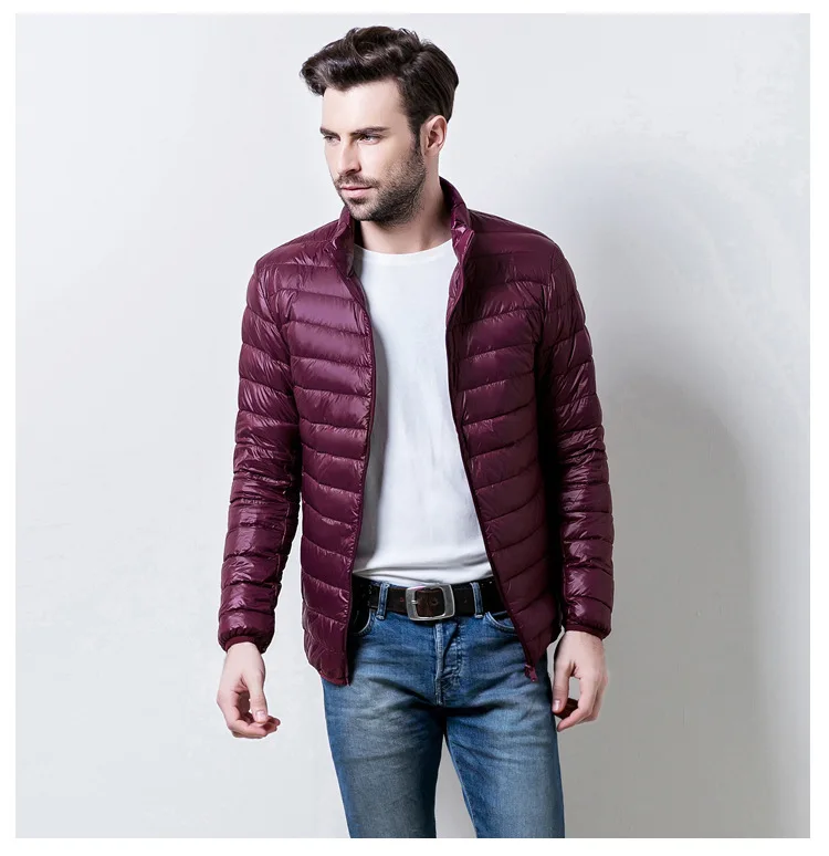 Лучшая цена мужские s Новые тонкие пуховики пальто воротник теплые зимние плюс
