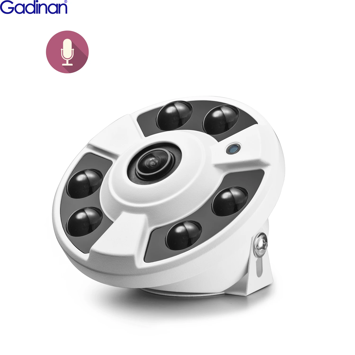 

Gadinan H.265 IP Camera 1.7mm Fisheye Lens 5MP 8MP Panoramic Indoor CCTV IP Camera Audio CCTV Home Phone View DC12V/ POE 48V