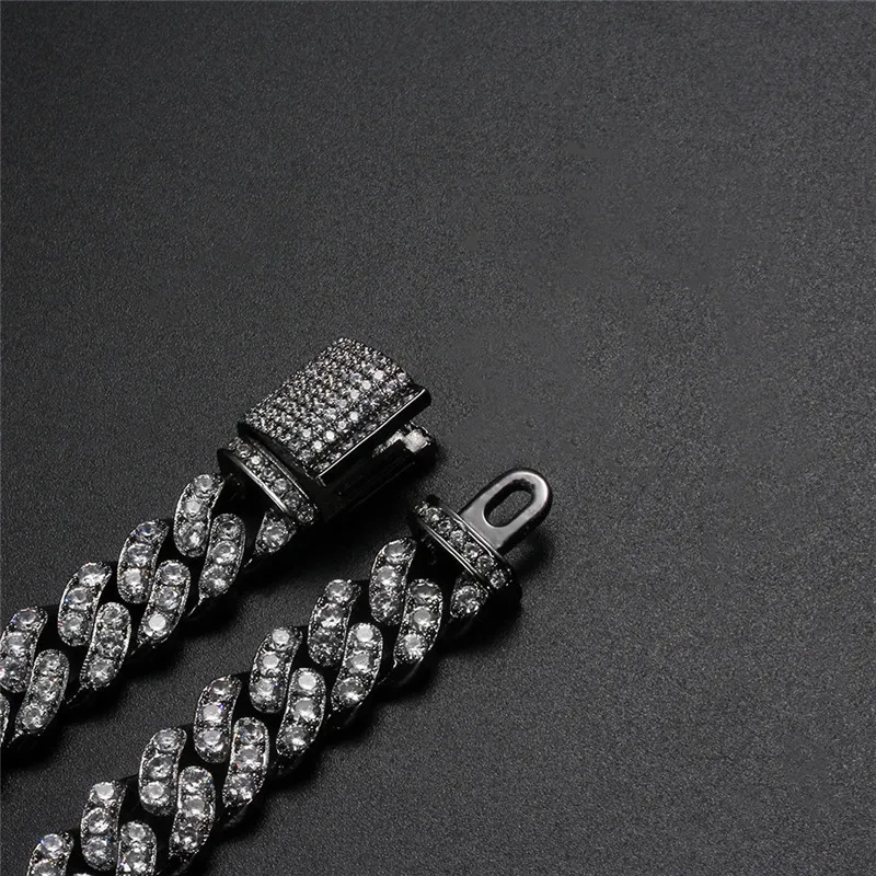 

Male Hip Hop Full Stone Cuban Chain Necklaces For Men Vintage Fashion Black/Gold/Rose Gold/Silver Color Necklace Wedding Jewelry