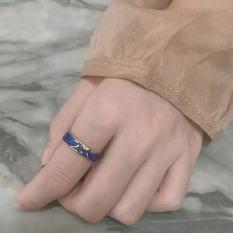 Кольцо для дня и ночи Van Gogh Blue Starry Sky романтическое кольцо с надписью Star and