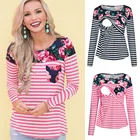 Женская Футболка для беременных одежда лето осень полосатый Топ с длинным рукавом для кормления грудью рубашки Одежда для беременных