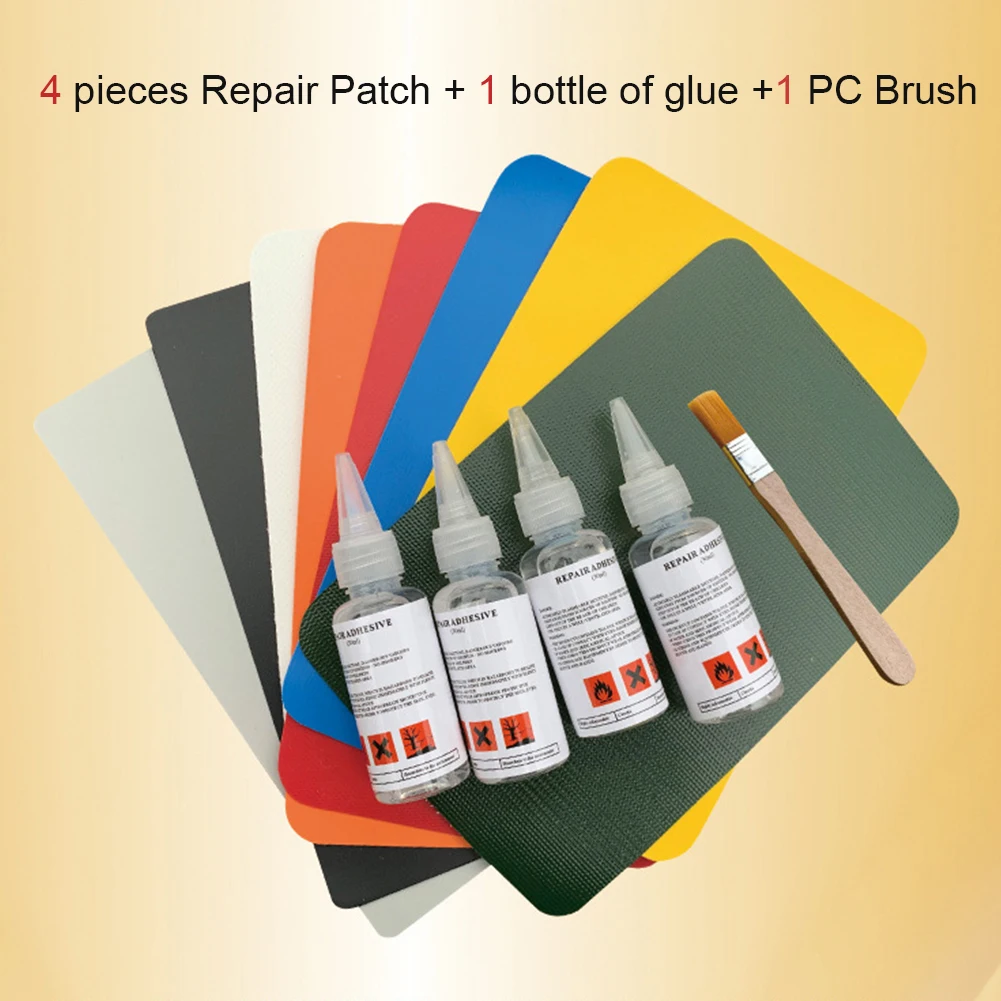 Repair Kit PVC Patch+ Glue + Brush Waters Toy Inflatable Kayak Boat Paste Tool Swimming Ring Accessory Practical Bouncy Castle | Спорт и