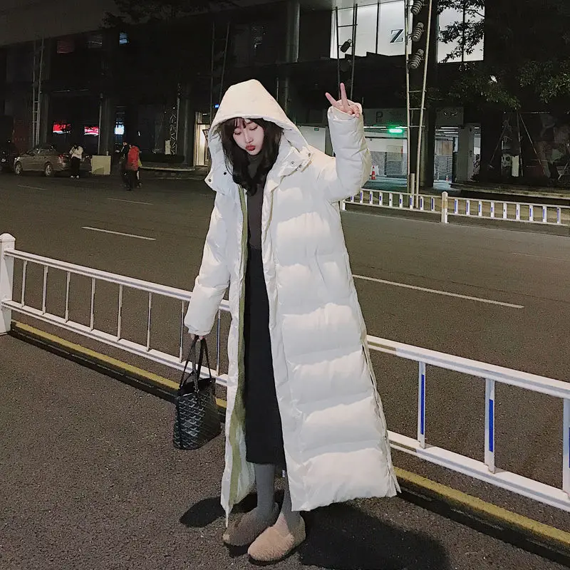 Loose Casual Autumn and Winter New Pure Color Simple Fashion Trend Long-sleeved Hooded Down Jacket Warm Down Jacket