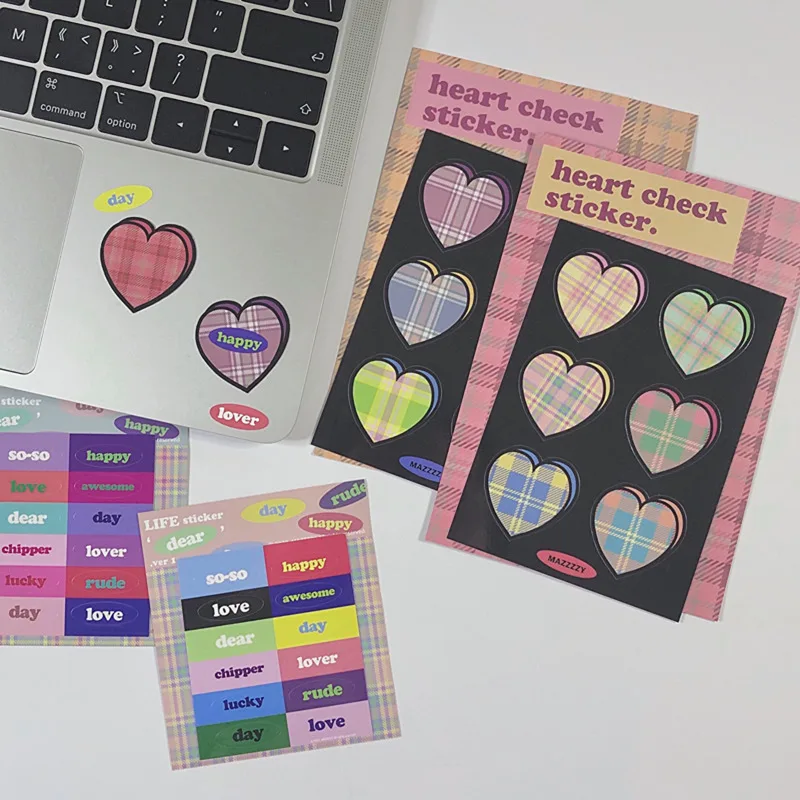 

Ins Popular English Letter Love Stickers Peach Heart Square Word Sticker Student Diy Material School Office Decoration Tools