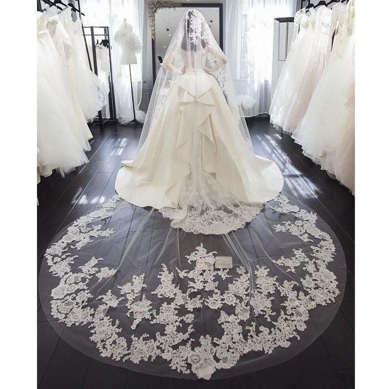 Фата свадебная Длинная с гребнем Белый/цвет слоновой кости длиной 3 м для