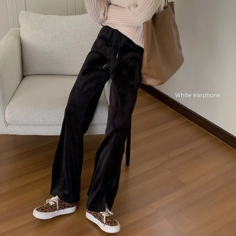 

HAWAHIKI Corduroy Pants Women Solid Vintage Drawstring High Waist Mujer Pantalones Ins 2021 Spring Korean Fashion Style Trousers