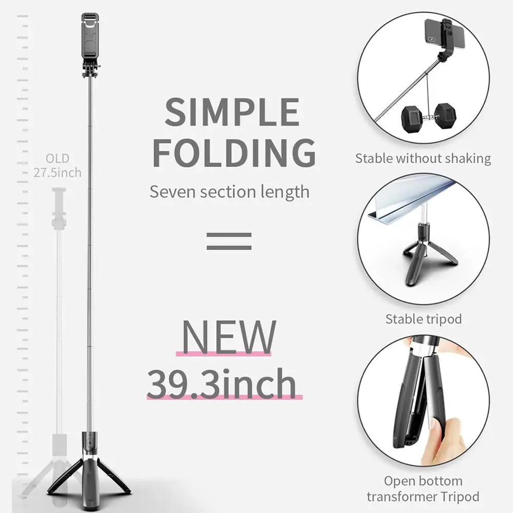 FOR Portable Tripod Selfie Stick for Mobile Phone Photo Taking Live Broadcast Chargable Bluetooth Remote Control Tripod Stand enlarge