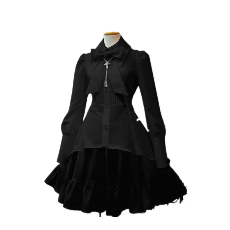

Gothic Lolita Sweet Women Ruffles Dress Rayon Princess Party Shirt&Skirt Dresses Vintage Loli Gown Oversize Cosplay Costume 5XL