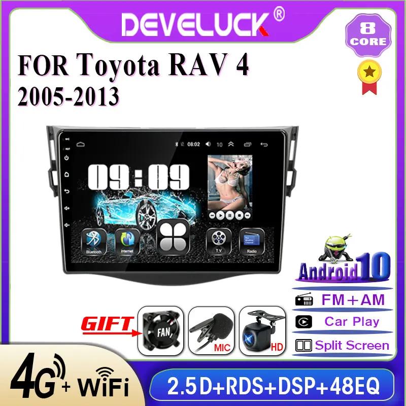 

2 Din Android 10.0 Car Radio Multimedia Video Player Navigation GPS Stereo For Toyota RAV4 RAV 4 2005-2013 2din AM 4G+64G Screen