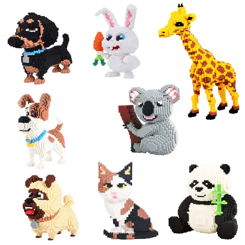 

Cartoon Animal Magic Blocks Koala Dog Panda Figure Giraffe Model Mini Assembled Mirco Building Bricks With 4350pcs+ Brock Toys