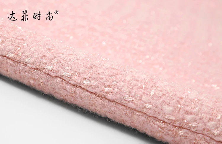 Elegant Feathers Double-breasted Winter Coat Women Runway Designer Thick Warm Pink Wool Coat Jacket High Quality Outwear