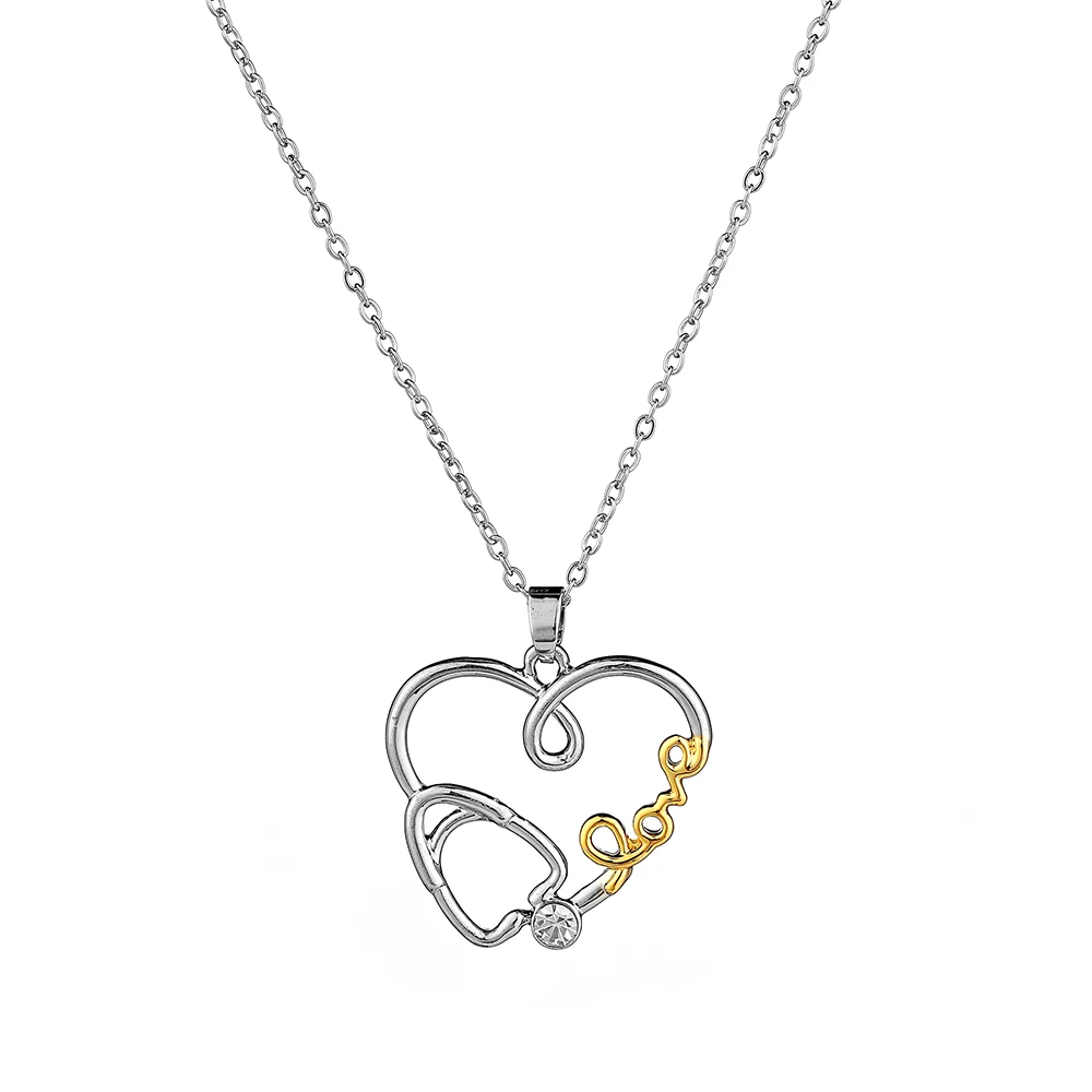 

DCARZZ Stethoscope Heart Necklace Stainless Steel Stethoscope Rhinestone Pendant for Doctor Medical Student Gift Nurse Jewelry