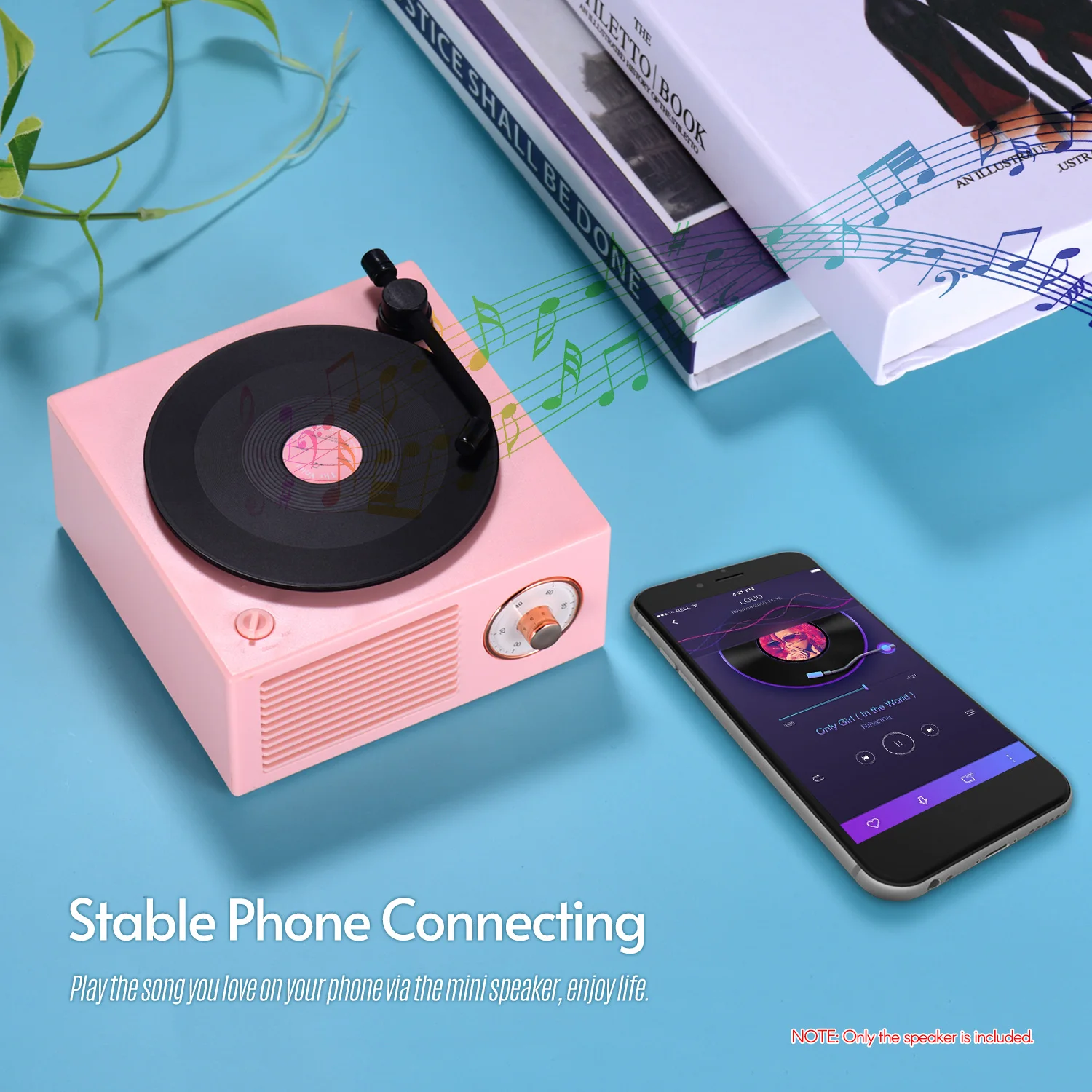 

Table Wireless Speaker BT Connection Support External TF Card AUX in with Built-in Speaker Rechargeable 1000mAh Battery