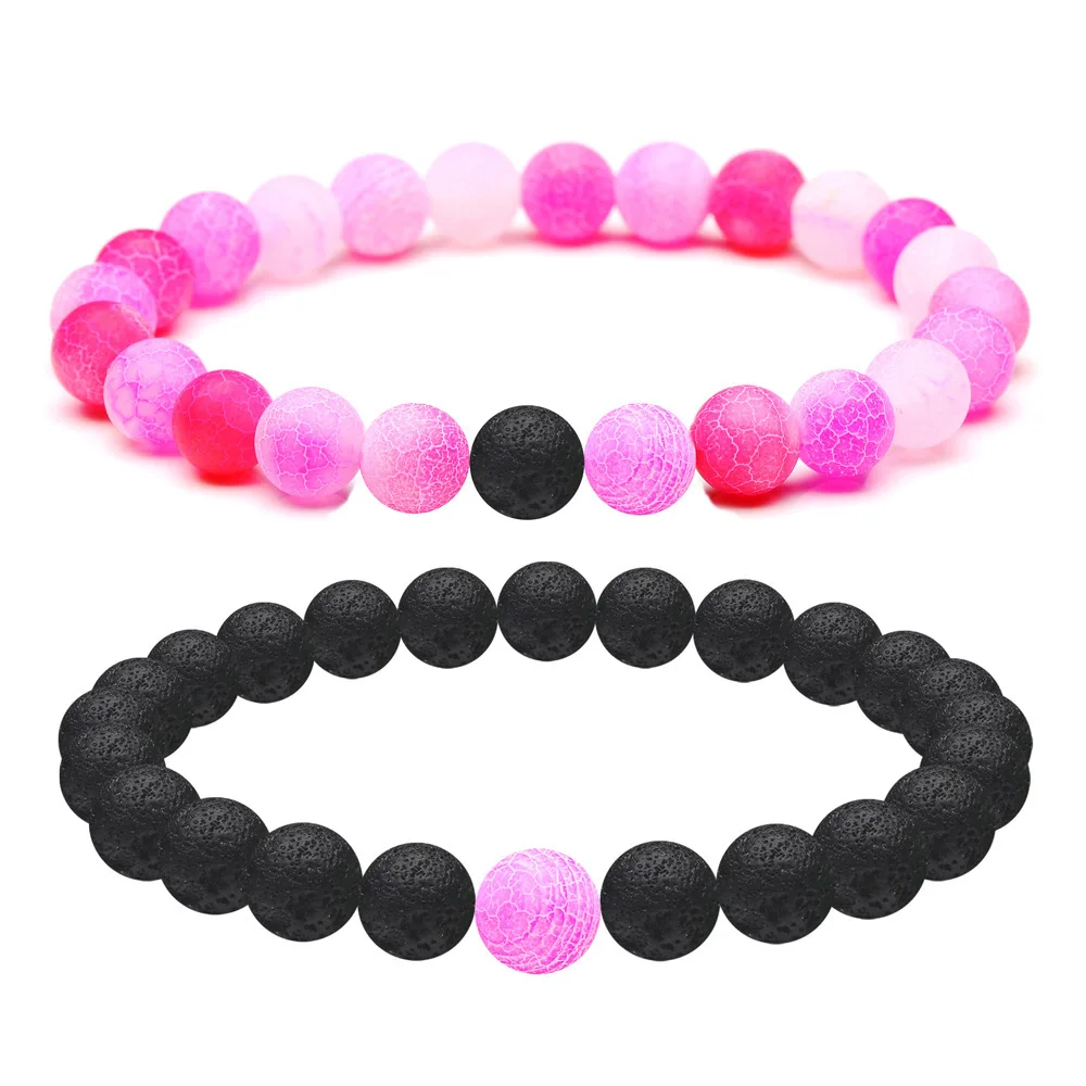 

8mm Natural Stone Lava Weathering Agate Bead Bracelet Diy Essential Oil Diffuser Friend Couples Bracelets For Women Men Jewelry