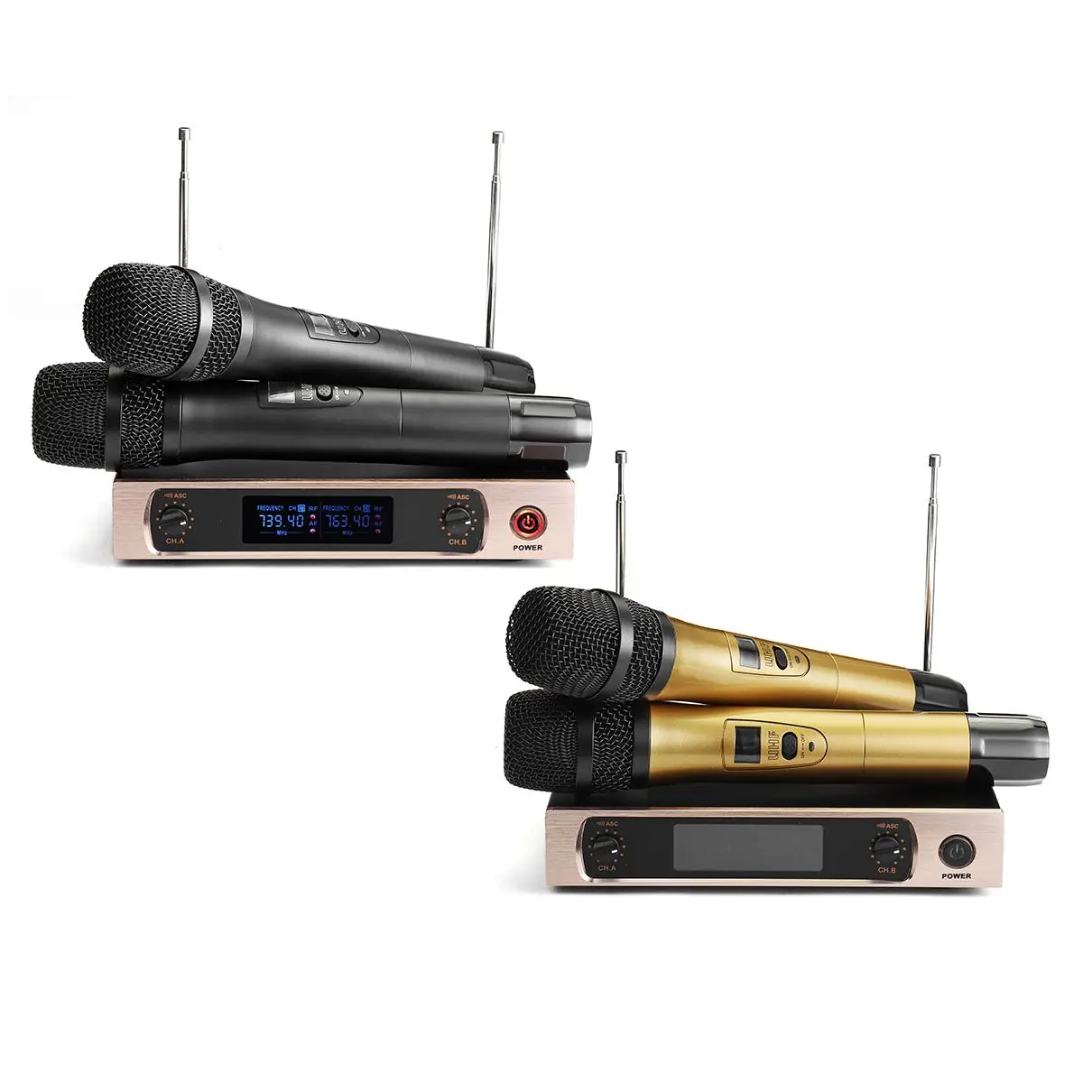 

Professional UHF Wireless Microphone System 2 Channel 2 Cordless Handheld Mic Kraoke Speech Party supplies Microphone