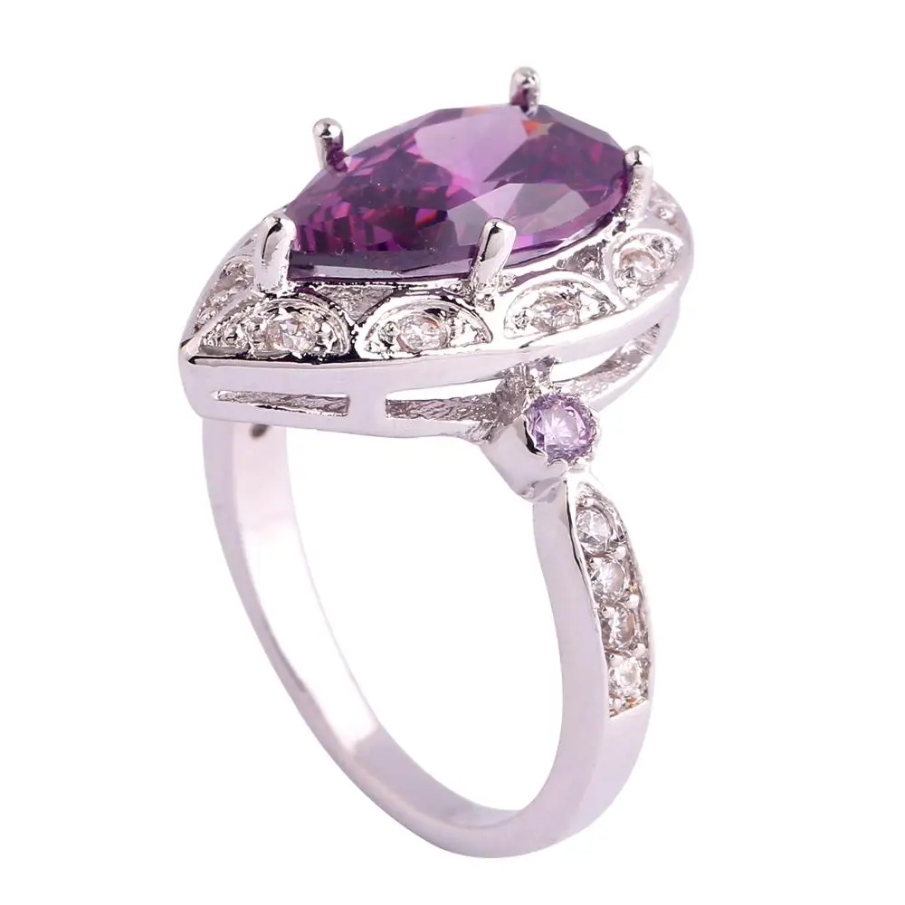 Lingmei фантастические Свадебные Кольца для женщин груша Мода Циркон ювелирные