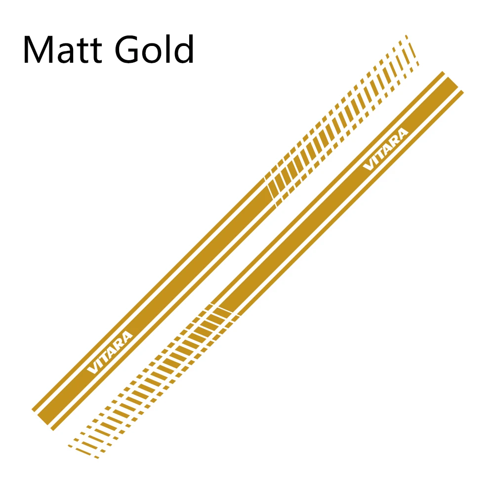 Matt Gold 2 шт. для Suzuki Vitara автомобильные длинные боковые наклейки на юбку DIY виниловая пленка авто Спорт Стайлинг наклейки автомобильный тюнинг автомобильные аксессуары - Название цвета: Matt Gold