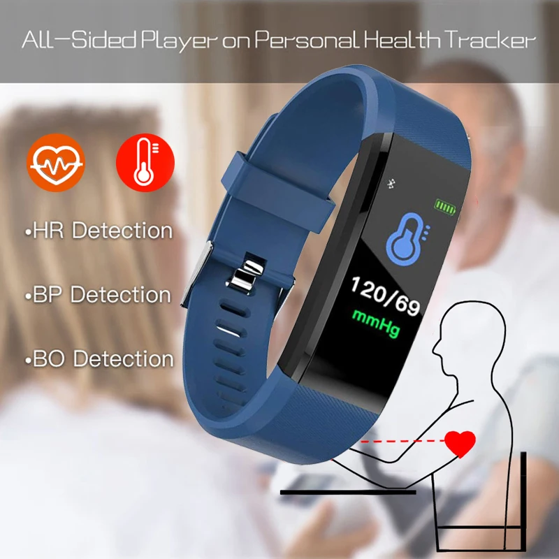 Смарт-браслет 115Plus с пульсометром тонометром Bluetooth фитнес-трекер | Наручные часы