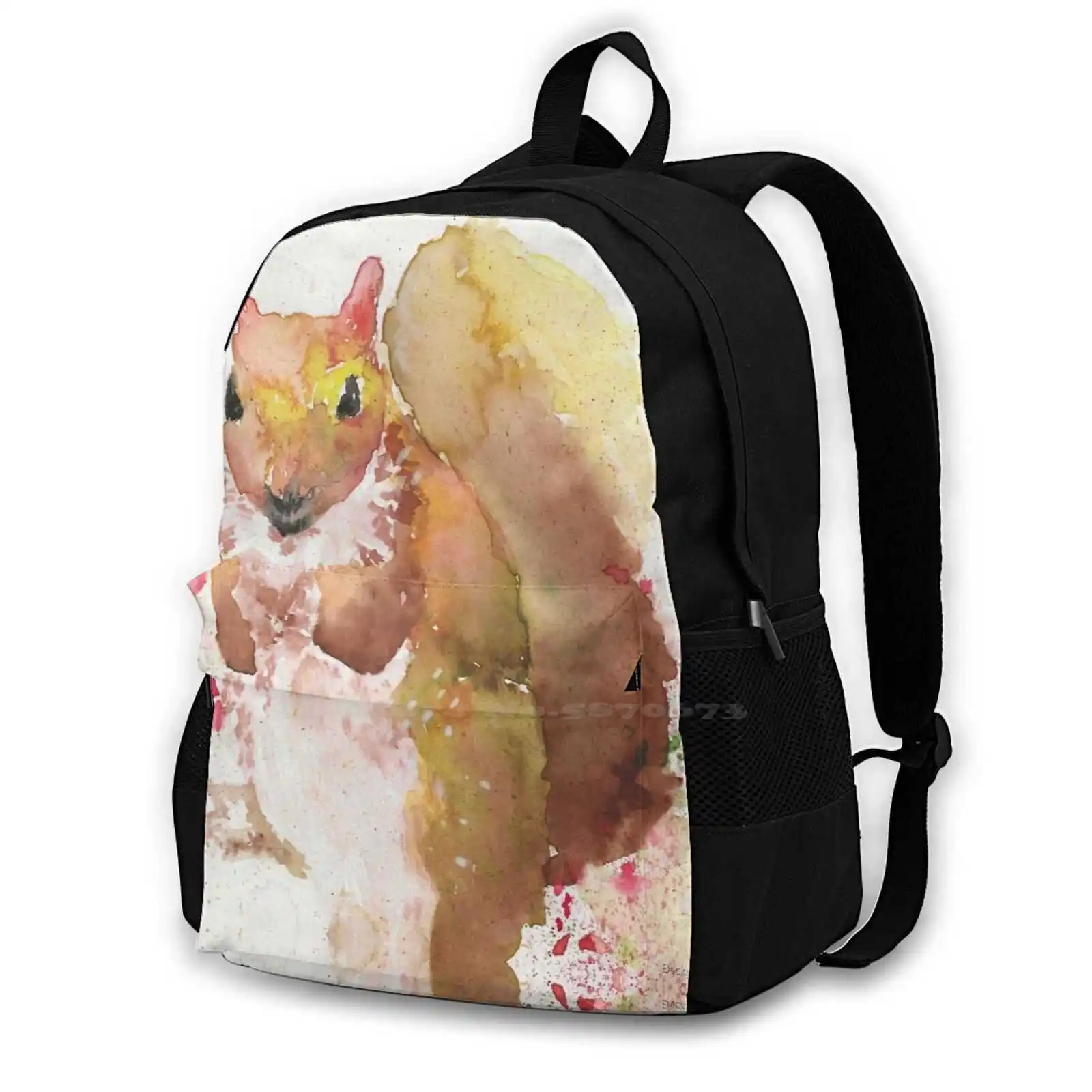 

Cheeky Squirrel Teen College Student Backpack Laptop Travel Bags Squirrel Animal Woodland Watercolour Splatter Brown Red Forest