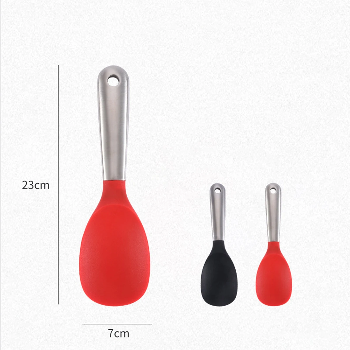 

Stainless Steel Rice Spoon Household Thickened Long Handle Silicone Meal Spoon Canteen Serving Rice Spoon Kitchen Tableware