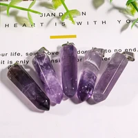 natural crystal stone amethyst tigers eye rose quartz hexagon prism pendants charms for diy earrings necklace jewelry making
