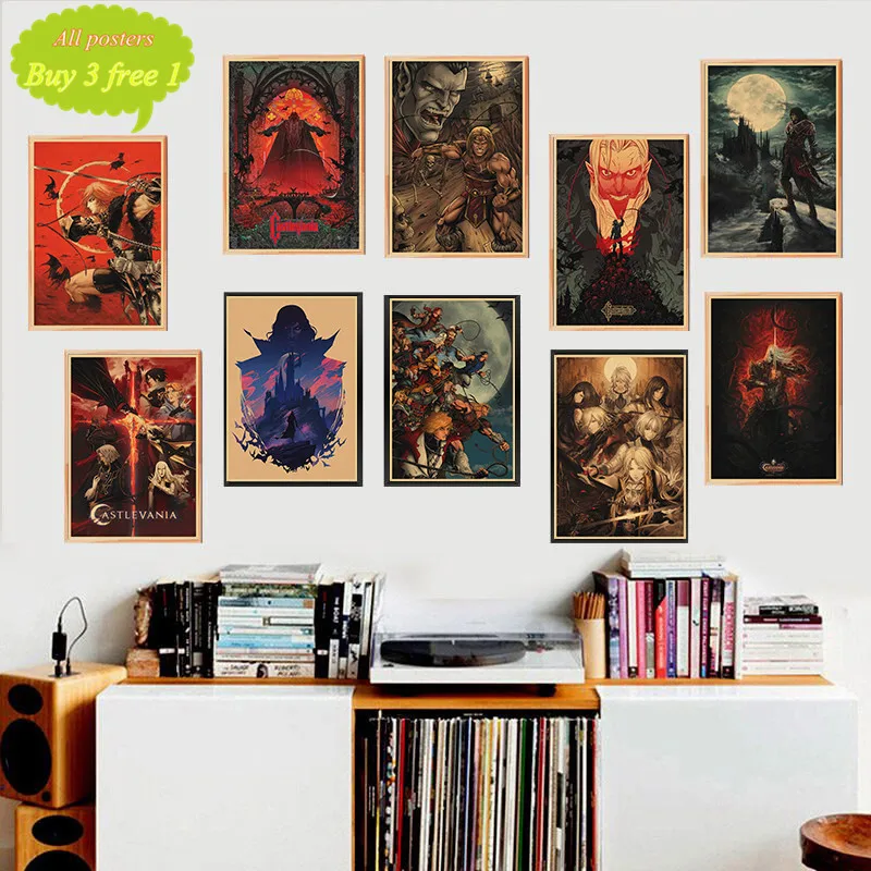 Castlevania Dracula Anime плакат произведение искусства постер из крафт-бумаги для комнаты