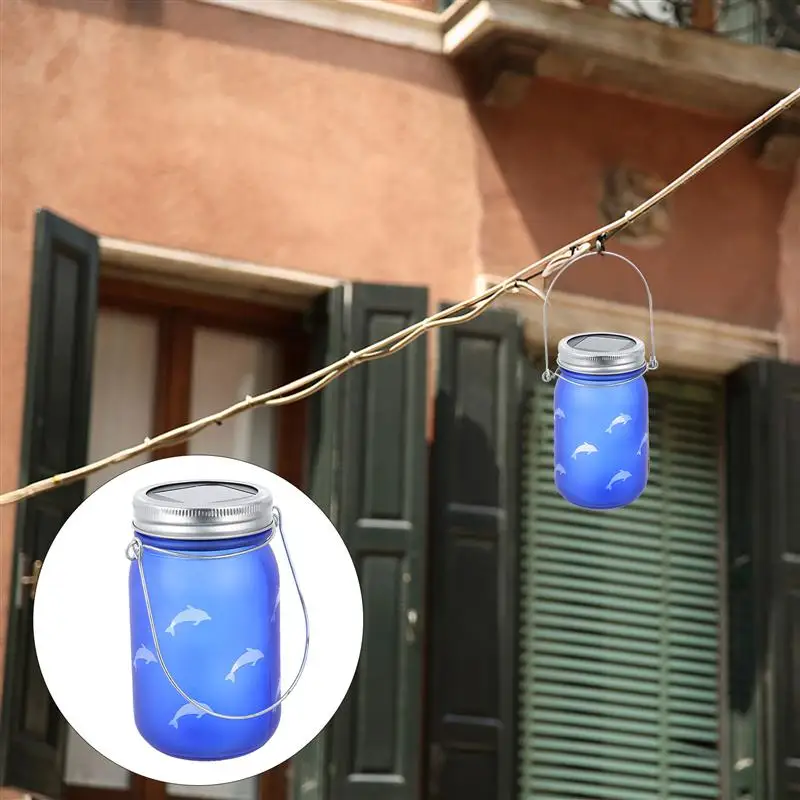 

1pc Outdoor Solar Light LED Waterproof Mason Jar Hanging Lantern Garden Lamp