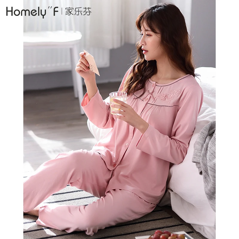 

Пижама женская с длинным рукавом, домашняя одежда из модала и хлопка, тонкая одежда для мам среднего возраста, XL, на весну и осень