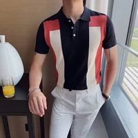 high quality summer polo shirt men contrast colors slim fit short sleeve men polo shirt turn down collar casual polo homme 3xl m