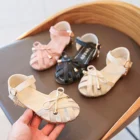 Детские сандалии Emmababy с бантом для девочек, обувь принцессы с вырезами, обувь для прогулок на лето, черныйбежевыйрозовый цвета, 2022