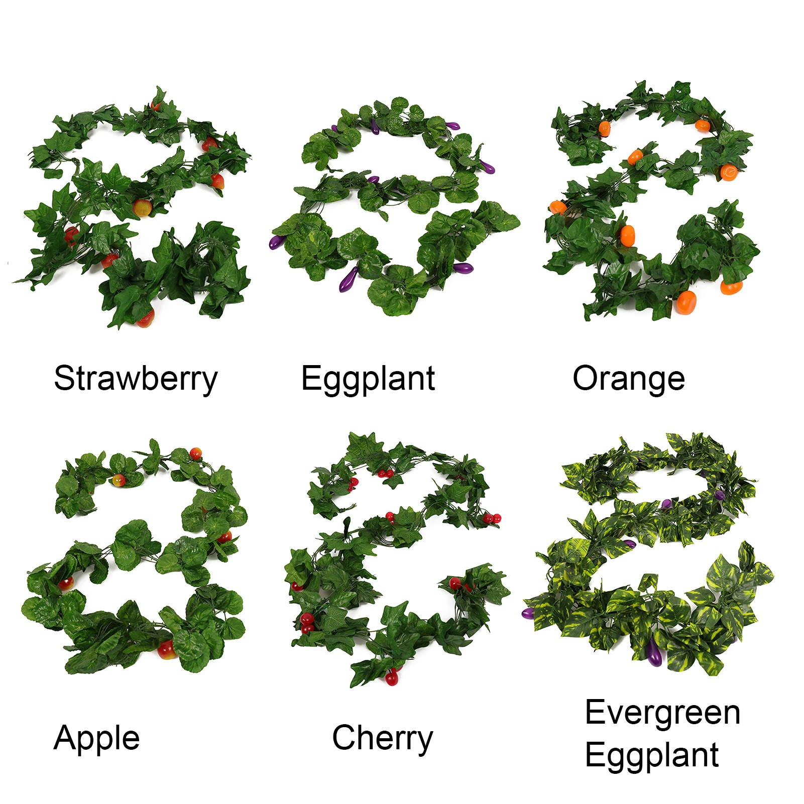 

5pcs/String Artificial Fake Fruits/Vegatable Vines Hanging Plant Large Leaves Garland for Wedding Party Home Decor K888