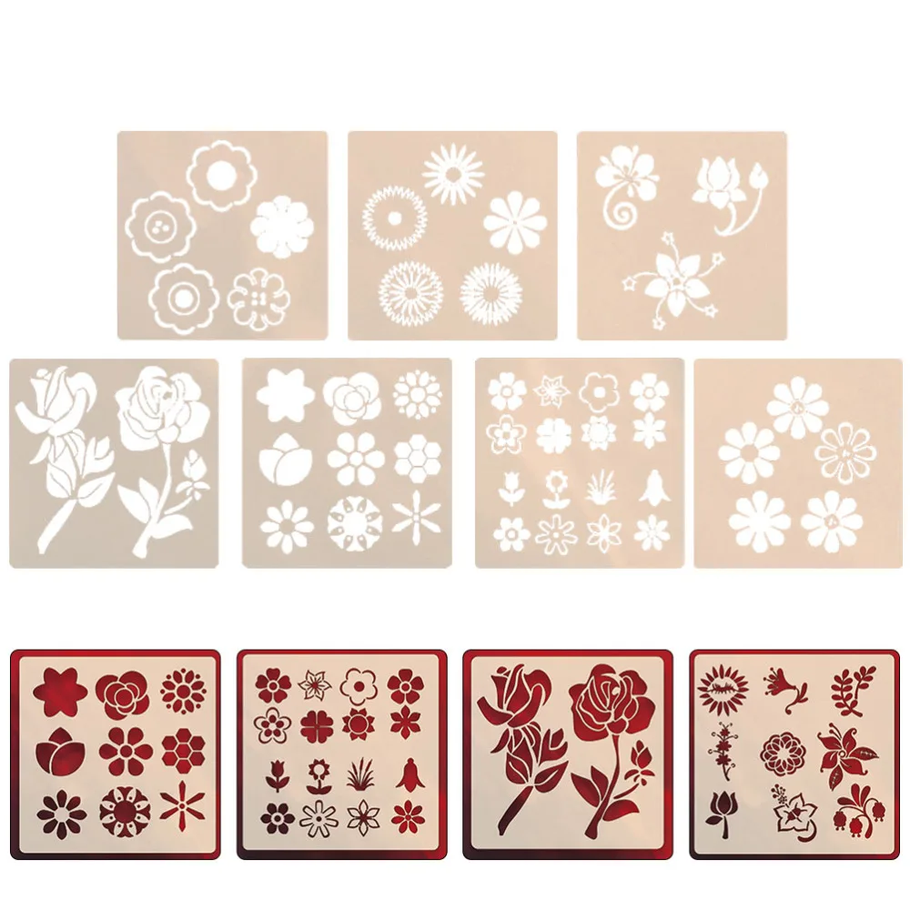 

7Pcs Drawing Template Hollow-out Templates Flowers Stencils (Random Style)