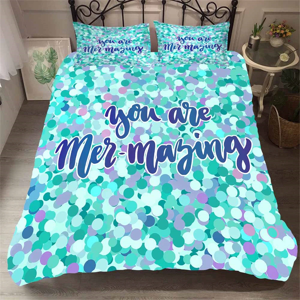 Блестящее покрывало для чешуя Русалки разноцветное постельное белье зимнее
