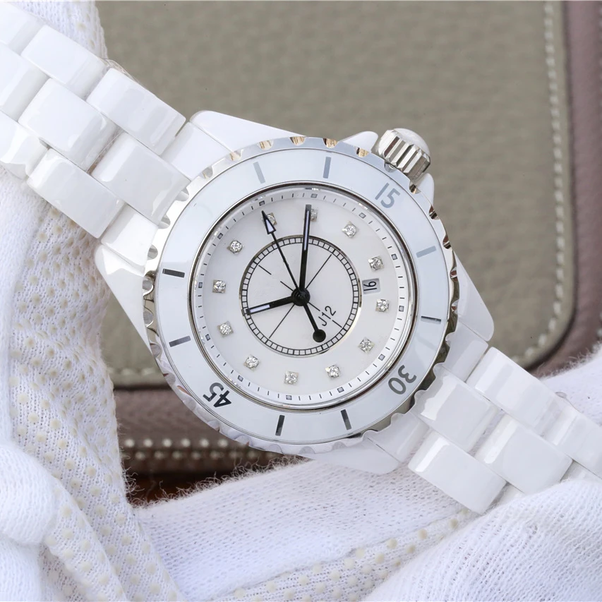 

2020 Genuine Ceramic Black White Luxury Brand Ceramica Watch Men Women Fashion Simple Quartz Lady Elegant Business Dress Watches