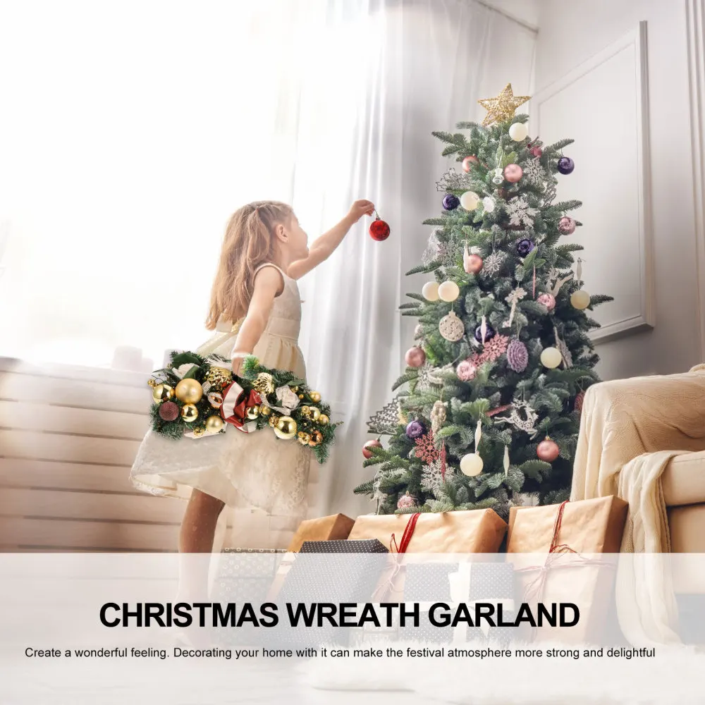 

1pc Christmas Wreath Ornament Artificial Garland Decor Wall Hanging Decoration