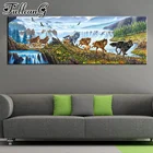 Полноразмерная Алмазная 5d Вышивка-водопад FULLCANG, распродажа, большая мозаика с животными, бегущим волком, холст для рисования, украшение для стен FC2091