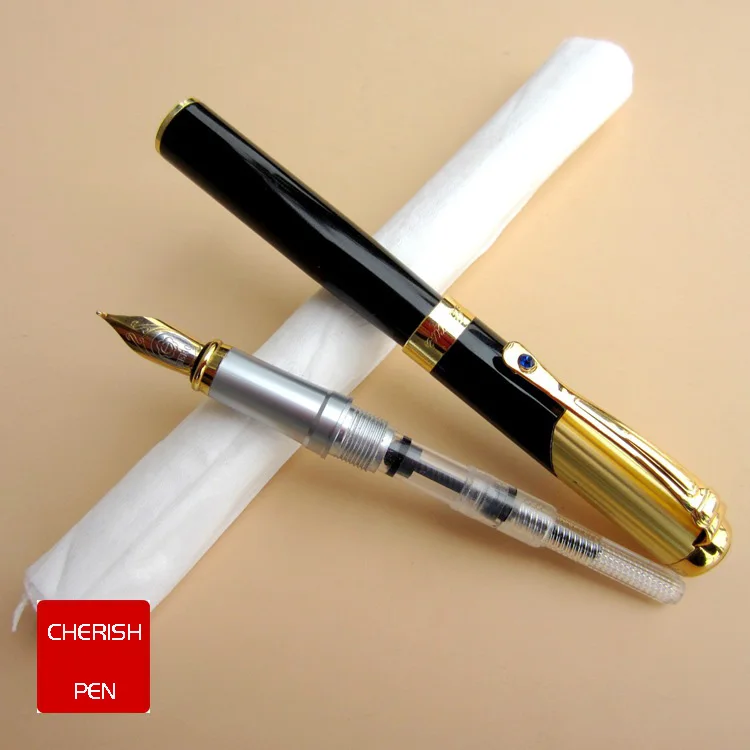 Jinhao 9009 роскошный Агат красный и золотой зажим 1 0 мм Изогнутый наконечник