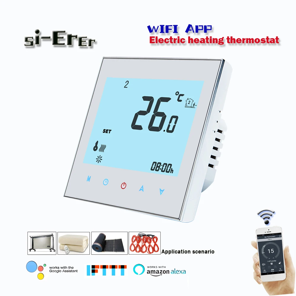 Контроллер температуры термостата с ЖК экраном 95 240VAC16A Wi Fi Подсветка сенсорного