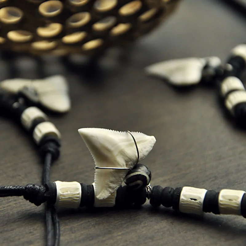 Ожерелье из натуральных Акулий зубов для мужчин и женщин ожерелье унисекс черной