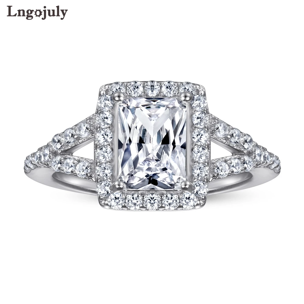 

Fine Jewelry Rhinestone Ring Pure 925 Sterling Silver Ring Square Zircon Wedding Women Rings Jewelry Accessories Gift