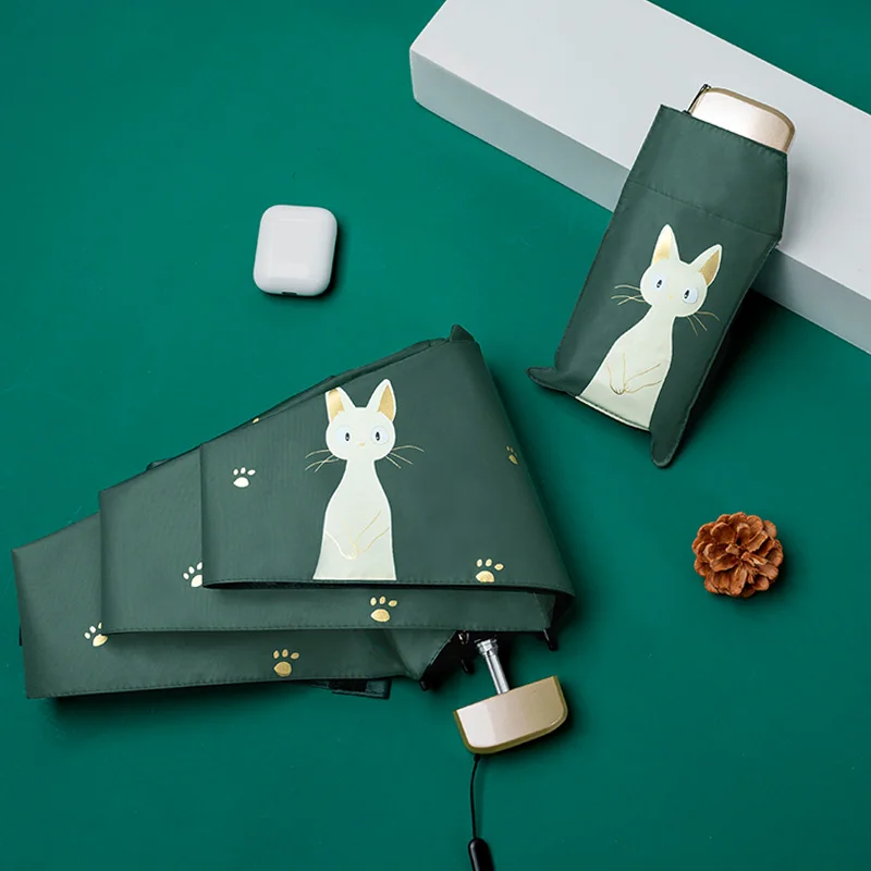 Новый автоматический зонт от дождя женские складные зонтики с милым котом